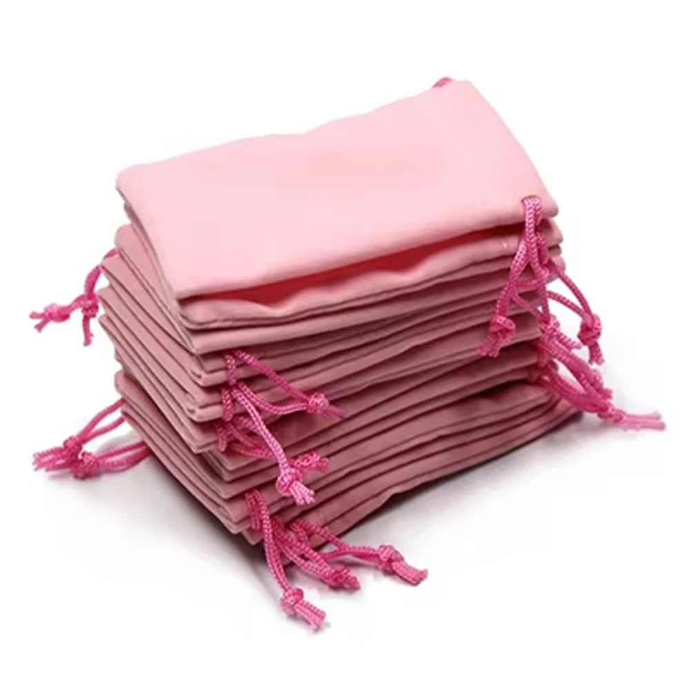 100 unidades de sacos de veludo com cordão para joias, bolsas de camurça macia 5x7cm 7x9cm 9x12cm, pequenas embalagens para presentes, para anéis, brincos e pulseiras
