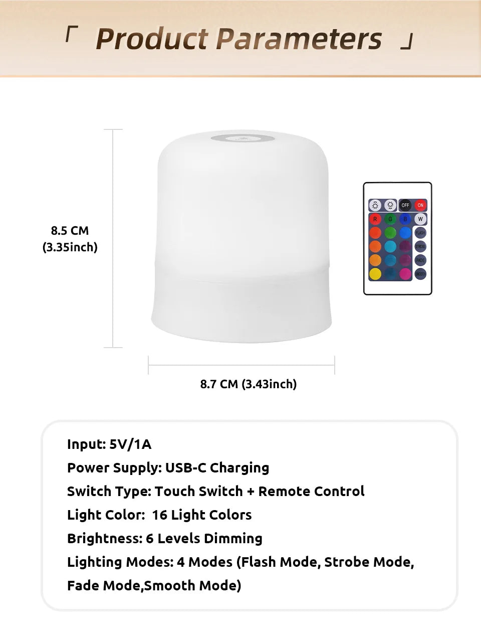 Ggbingo toque luz da noite recarregável controle remoto luz da noite rgb regulável candeeiro de mesa luz ambiente para o quarto sala estar