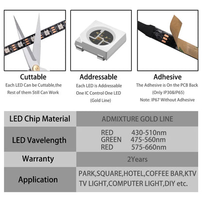 Ws2811 ws2812b ws2813 ws2815 30/60/144 pixels/leds/m 5050 rgbic tira led inteligente ws2812 luz ic endereçável individualmente dc5v/12v