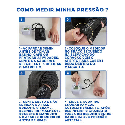 Monitor de Pressão Arterial Digital para Braço, Automático e Preciso, Ideal para Uso Doméstico, Ideal para Idosos e Monitoramento Diário
