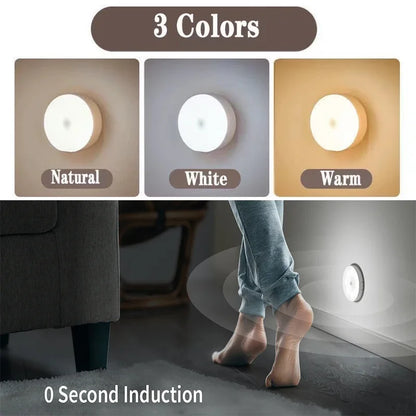 2 ~ 6 pacote sensor de movimento led night light usb recarregável 3 cores noite lâmpada armário guarda-roupa escada sem fio luz do armário