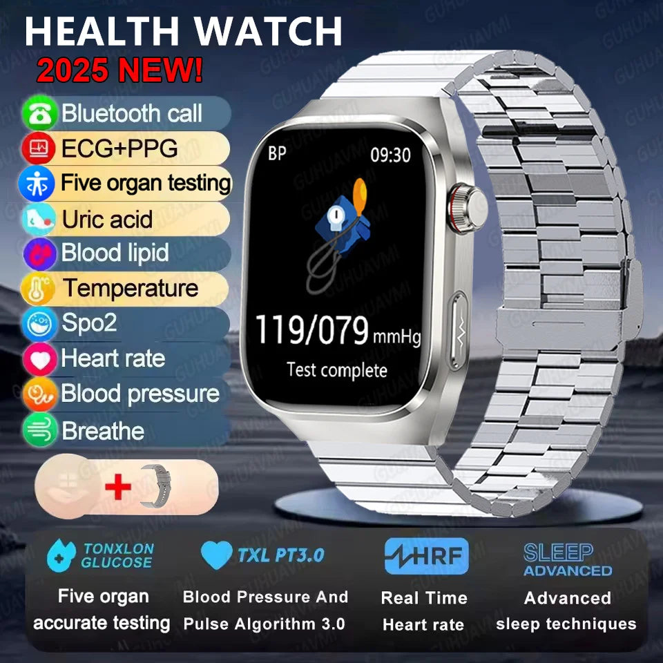 2025new micro exame físico relógio inteligente para homens ácido úrico gordura corporal cinco órgãos relógios de saúde bluetooth chamada smartbracelet