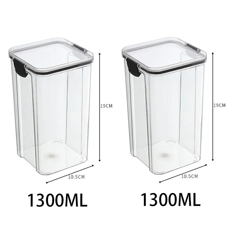 Frasco de armazenamento de alimentos selado transparente Organizador de cozinha de plástico Tanque Multigrain Frascos selados secos empilháveis Conjunto de 5pcs
