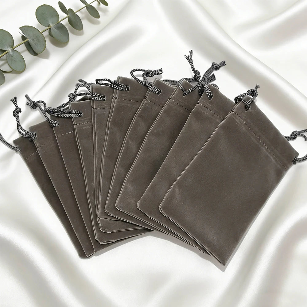100 unidades de sacos de veludo com cordão para joias, bolsas de camurça macia 5x7cm 7x9cm 9x12cm, pequenas embalagens para presentes, para anéis, brincos e pulseiras