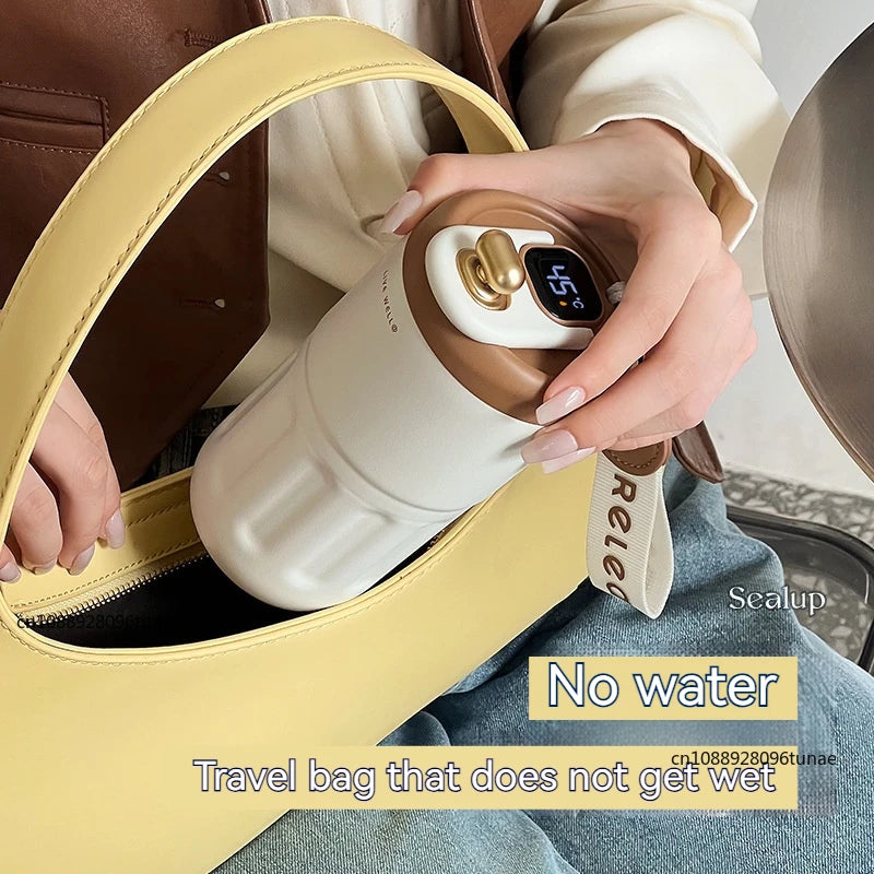 Copo de café com display digital inteligente de temperatura LED Garrafa térmica de aço inoxidável mantém frio e calor caneca térmica copo esportivo