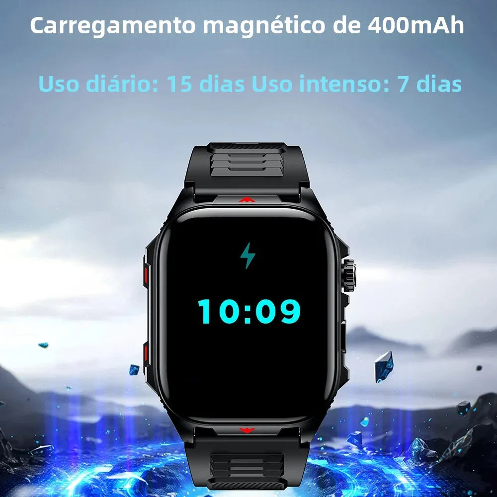Relógio Inteligente Eletrônico com Chamada BT, Monitor de Frequência Cardíaca, Smartwatch, Rastreador de Fitness, Relógios Esportivos à Prova d'Água para Homens e Mulheres Android 2026