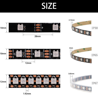 Ws2811 ws2812b ws2813 ws2815 30/60/144 pixels/leds/m 5050 rgbic tira led inteligente ws2812 luz ic endereçável individualmente dc5v/12v