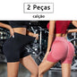 2 Peças, Calças Femininas de Ioga Com Controle de Barriga E bumbum, Cintura Alta, Leggings de Corrida, Shorts de Treino