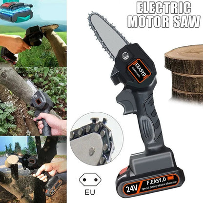 Mini Motosserra Elétrica de 4 Polegadas Recarregável Bivolt para Poda e Jardinagem com Bateria