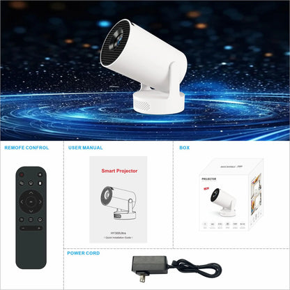 Novo Projetor HY300 4K Android 290ANSI Allwinner H726 BT5.4 1080P 1280*720P Projetor de Cinema em Casa para Uso Externo