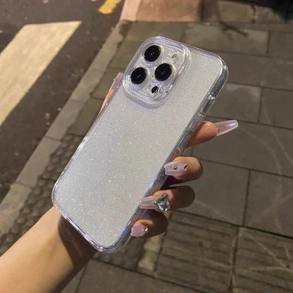 Capa de telefone transparente com glitter macio, para iphone 11 12 13 14 15 16 17 pro max plus air, à prova de choque, silicone transparente