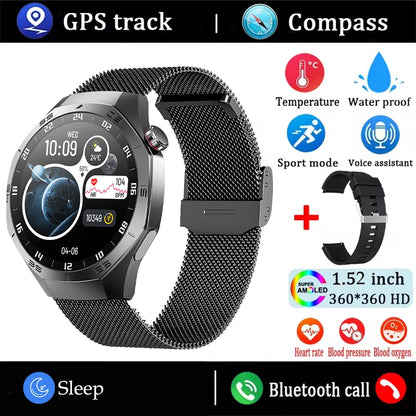 2025new para android e ios relógio inteligente masculino tela amoled gps trajetória de movimento freqüência cardíaca bluetooth chamadas smartwatch à prova dwaterproof água