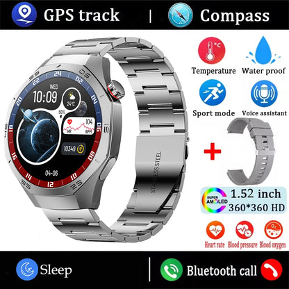 2025new para android e ios relógio inteligente masculino tela amoled gps trajetória de movimento freqüência cardíaca bluetooth chamadas smartwatch à prova dwaterproof água