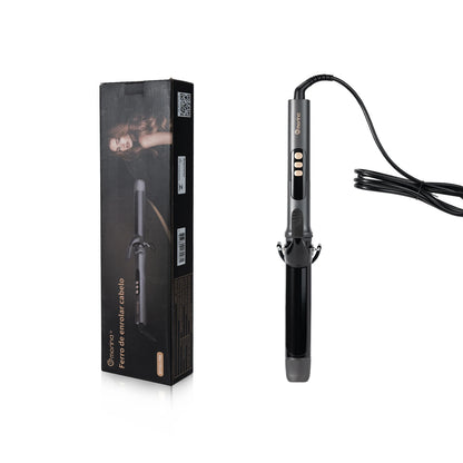 Modelador de Cabelo 32mm com Display LCD, Preto e Dourado, 5 Temperaturas (140°C-220°C), Revestimento Cerâmico, Bivolt 110-220V