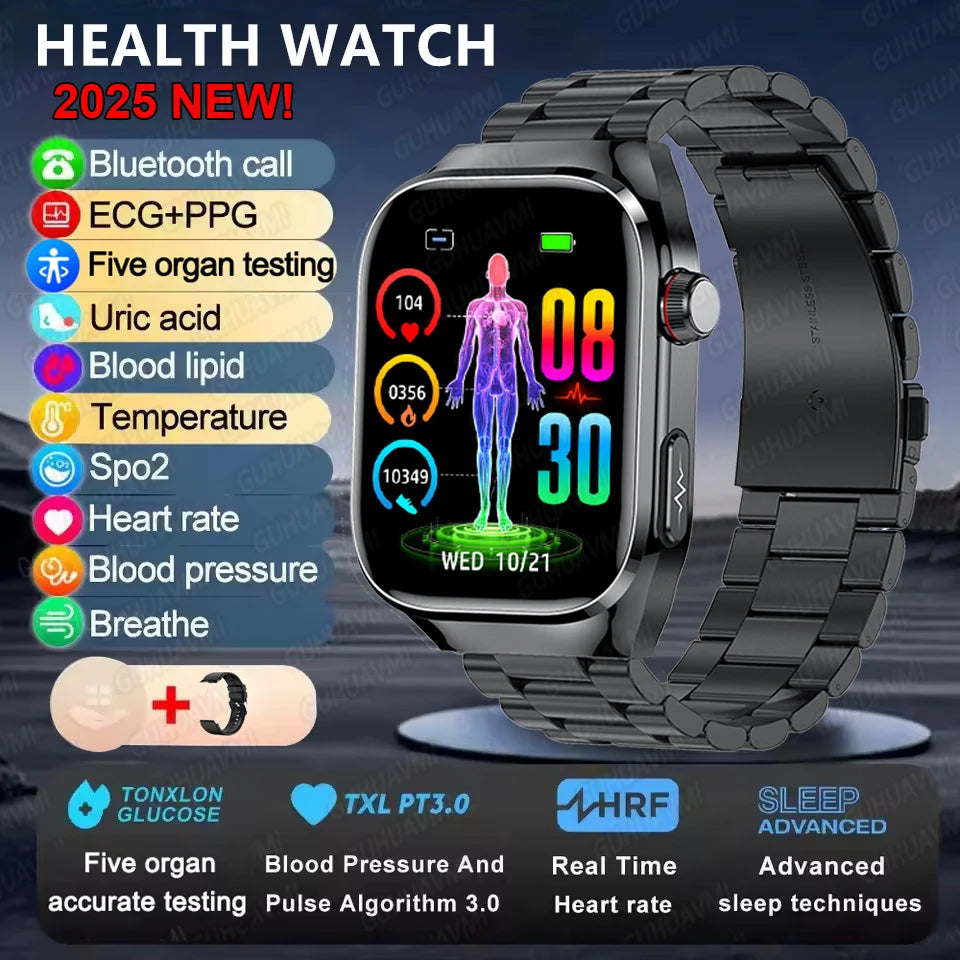 2025new micro exame físico relógio inteligente para homens ácido úrico gordura corporal cinco órgãos relógios de saúde bluetooth chamada smartbracelet