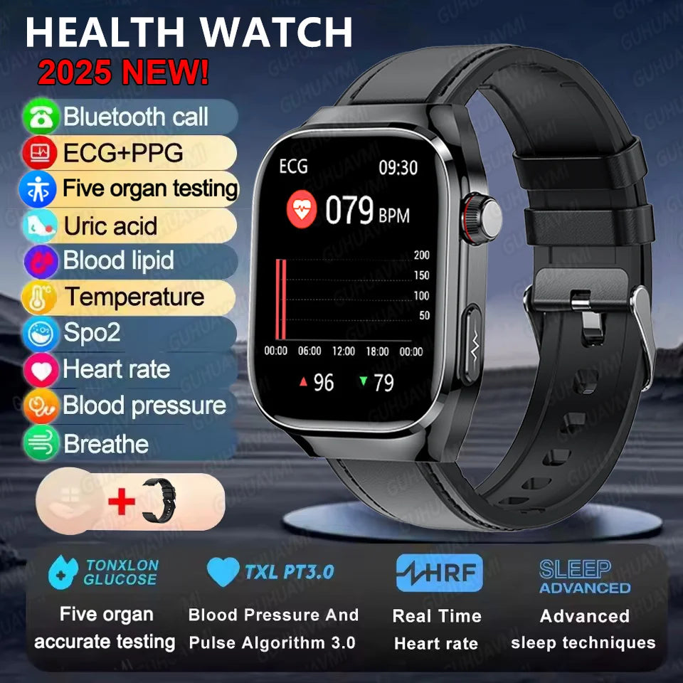2025new micro exame físico relógio inteligente para homens ácido úrico gordura corporal cinco órgãos relógios de saúde bluetooth chamada smartbracelet