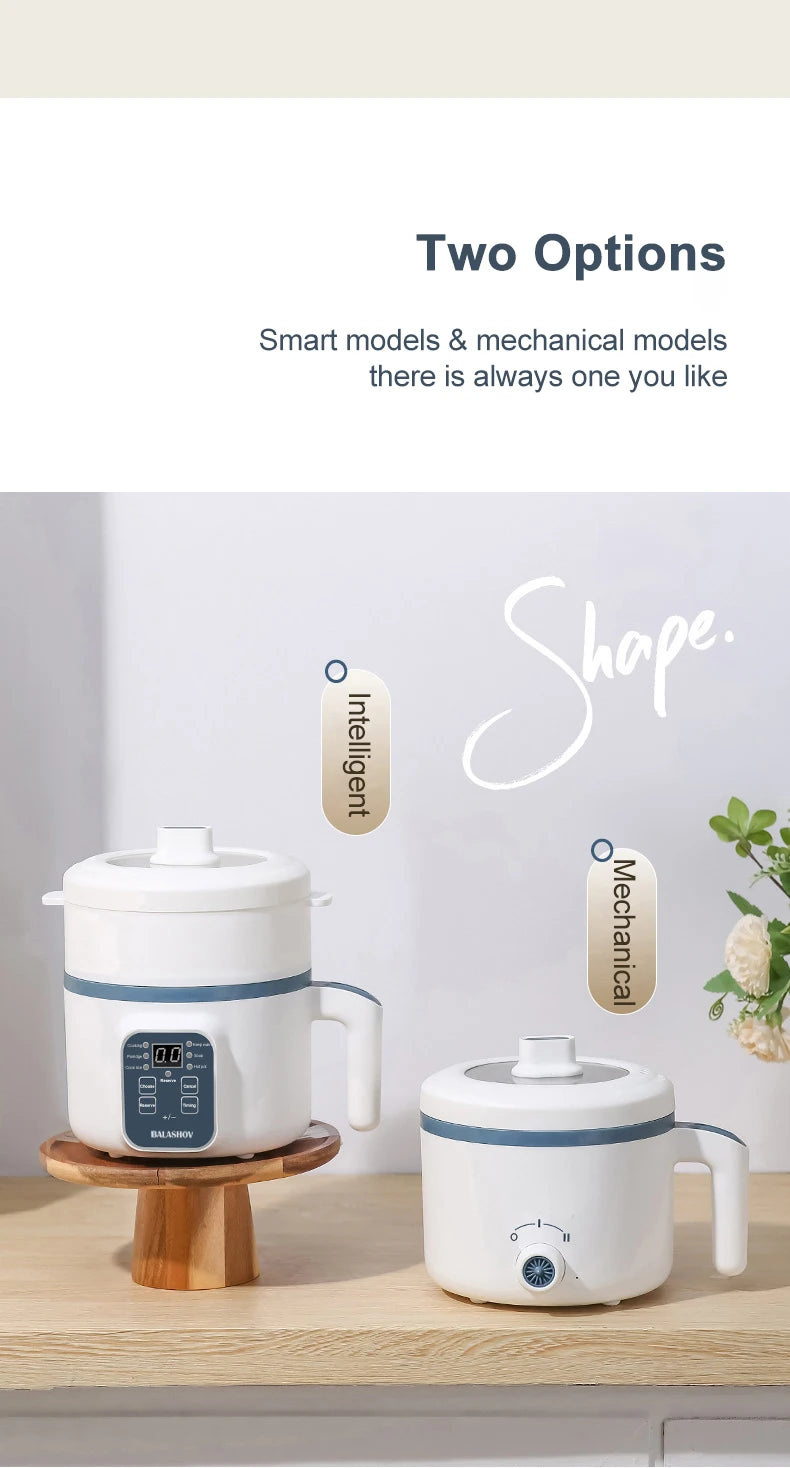 Panela elétrica de arroz 1,7l, camada dupla única, 220v, multifogão, antiaderente, mecânica inteligente, multicooker, panela de arroz no vapor para casa