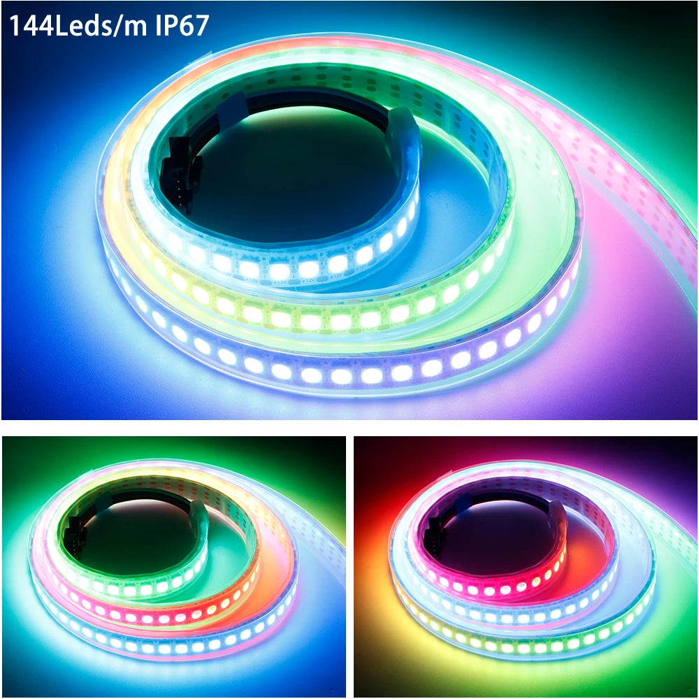 Ws2811 ws2812b ws2813 ws2815 30/60/144 pixels/leds/m 5050 rgbic tira led inteligente ws2812 luz ic endereçável individualmente dc5v/12v