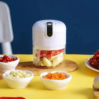 Processador de Alimentos Elétrico Portátil USB 250ml para Alho, Carne e Vegetais - Moedor e Triturador de Cozinha