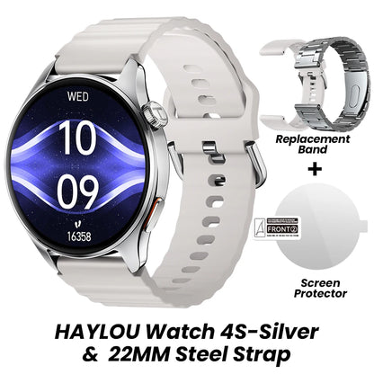 Relógio HAYLOU 4S GPS Smartwatch com Tela HD AMOLED de 1.43”, Posicionamento GPS por 5 Satélites, 120+ Modos de Treino, Relógio Inteligente para Fitness