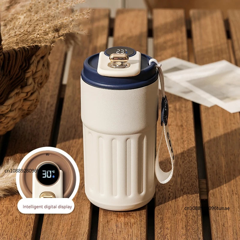 Copo de café com display digital inteligente de temperatura LED Garrafa térmica de aço inoxidável mantém frio e calor caneca térmica copo esportivo