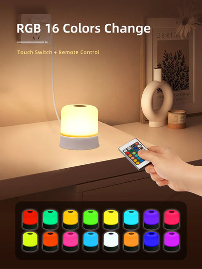 Ggbingo toque luz da noite recarregável controle remoto luz da noite rgb regulável candeeiro de mesa luz ambiente para o quarto sala estar