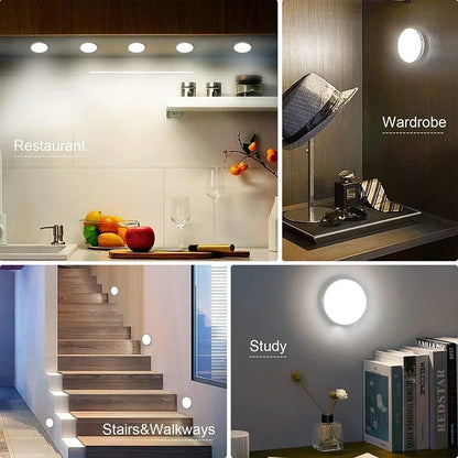 2 ~ 6 pacote sensor de movimento led night light usb recarregável 3 cores noite lâmpada armário guarda-roupa escada sem fio luz do armário