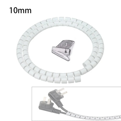 Protetor de capa de cabo, 2m, 8/10/16/22mm, organizador de mesa, cabo de computador, tubo de mordida, clipe, ferramentas de gerenciamento, enrolador espiral