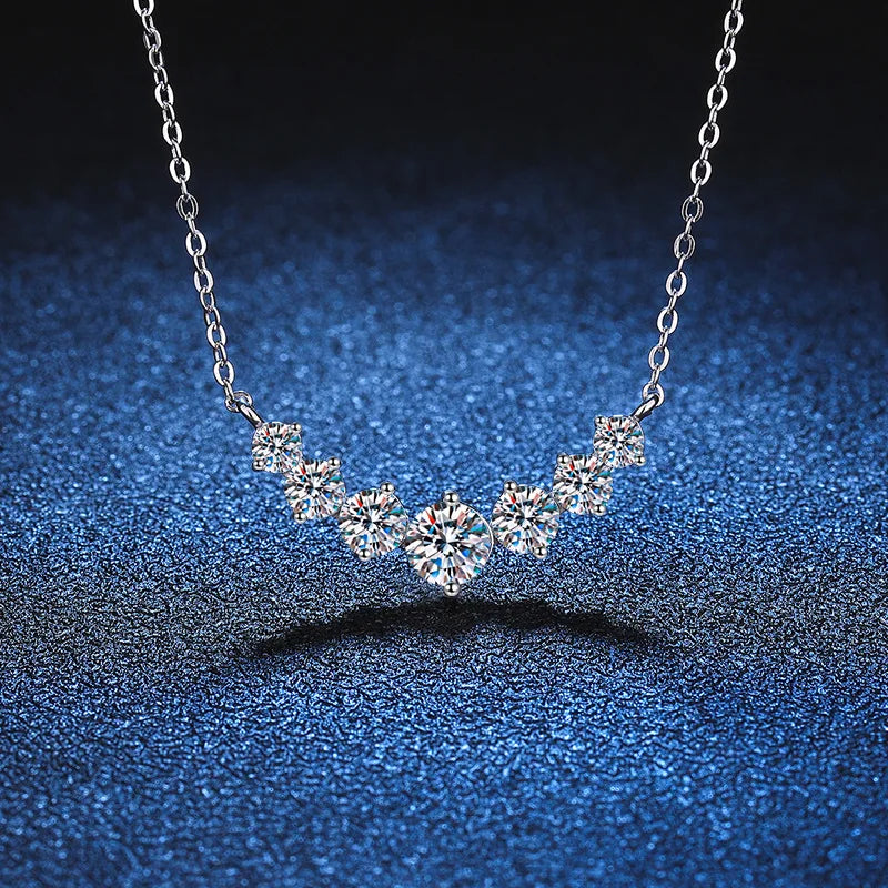 Colar de moissanite para mulheres, joias finas de casamento com certificados, prata esterlina 925 banhada a ouro branco 18k