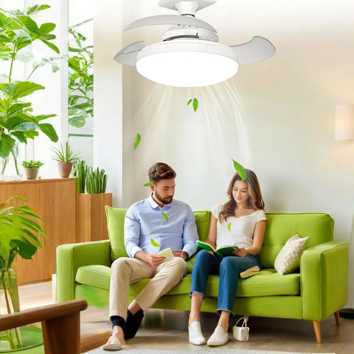 Ventilador de teto LED 30W E27 com controle remoto para escurecimento, adequado para sala de estar, estudo, uso doméstico, 110-265V
