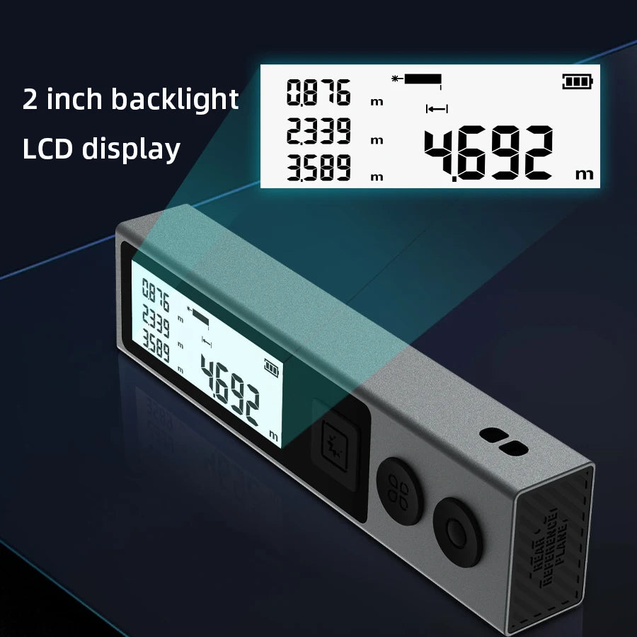 Medidor de Distância a Laser MILESEEY M120, 30M 40M, com Textura Metálica e Bluetooth, ideal para Designers e Entusiastas de DIY.