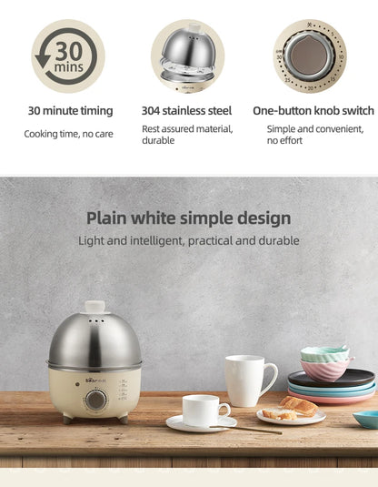 Caldeira elétrica para ovos, 360w, máquina de café da manhã, multicooker, vaporizador automático, panelas para ovos, creme de ovo doméstico, fogão a vapor com temporizador