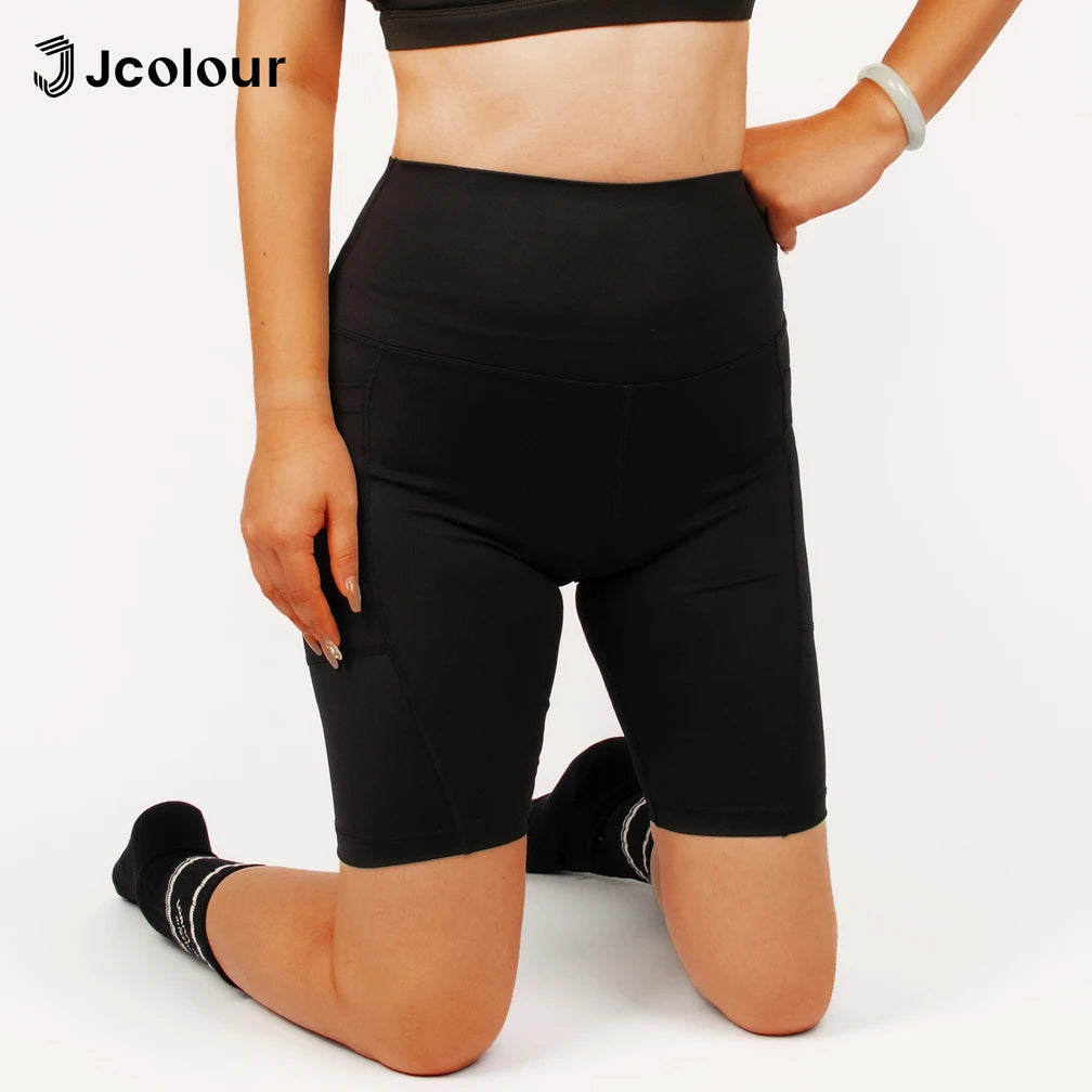 Shorts de ginástica femininos，Calça de ioga elástica，Shorts de bolso portátil，Calça legging de corrida，Respirável no verão
