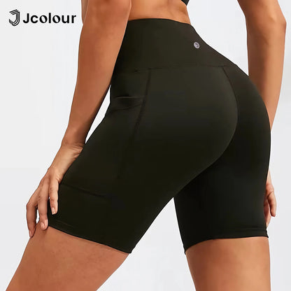 Shorts de ginástica femininos，Calça de ioga elástica，Shorts de bolso portátil，Calça legging de corrida，Respirável no verão