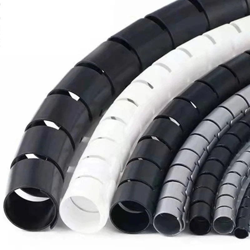 Protetor de capa de cabo, 2m, 8/10/16/22mm, organizador de mesa, cabo de computador, tubo de mordida, clipe, ferramentas de gerenciamento, enrolador espiral