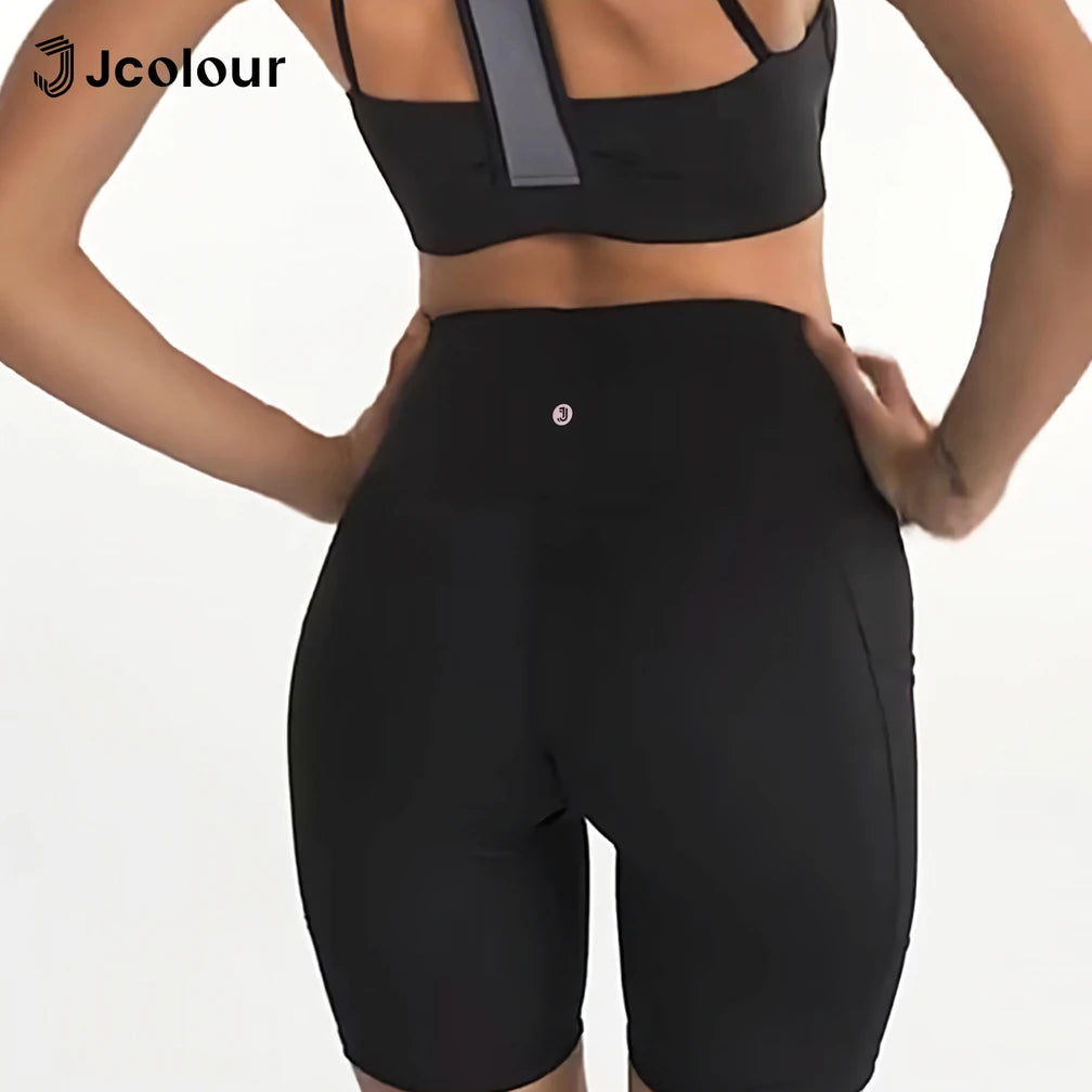 Shorts de ginástica femininos，Calça de ioga elástica，Shorts de bolso portátil，Calça legging de corrida，Respirável no verão