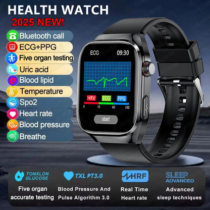 2025new micro exame físico relógio inteligente para homens ácido úrico gordura corporal cinco órgãos relógios de saúde bluetooth chamada smartbracelet