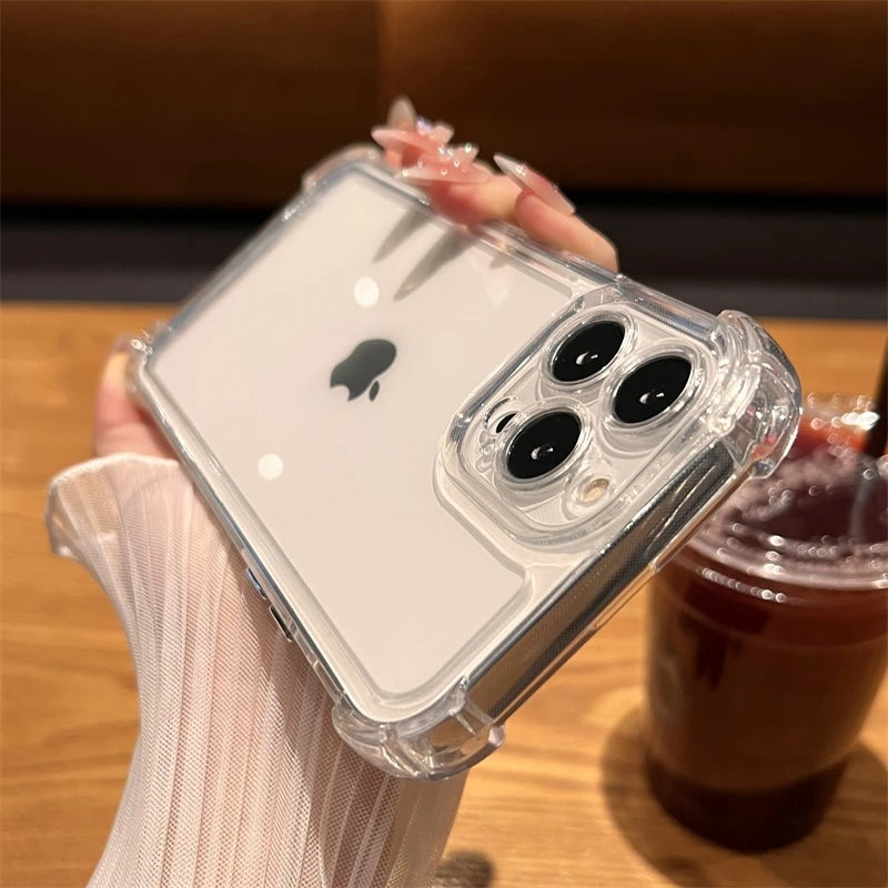 Luxo à prova de choque caso transparente para iphone 17 16 15 14 13 12 11 pro max xxs xr max 7 8 plus se claro macio pára-choques casos capa