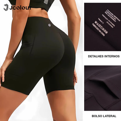 Shorts de ginástica femininos，Calça de ioga elástica，Shorts de bolso portátil，Calça legging de corrida，Respirável no verão