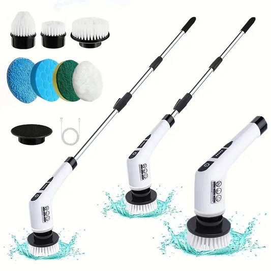 1 Conjunto, Escova de Limpeza Elétrica, Escova Rotativa Elétrica Sem Fio, 7 Cabeças de Escova e Cabo Extensível Ajustável, Escova de Limpeza para Banheiro, Ferramentas de Limpeza Doméstica