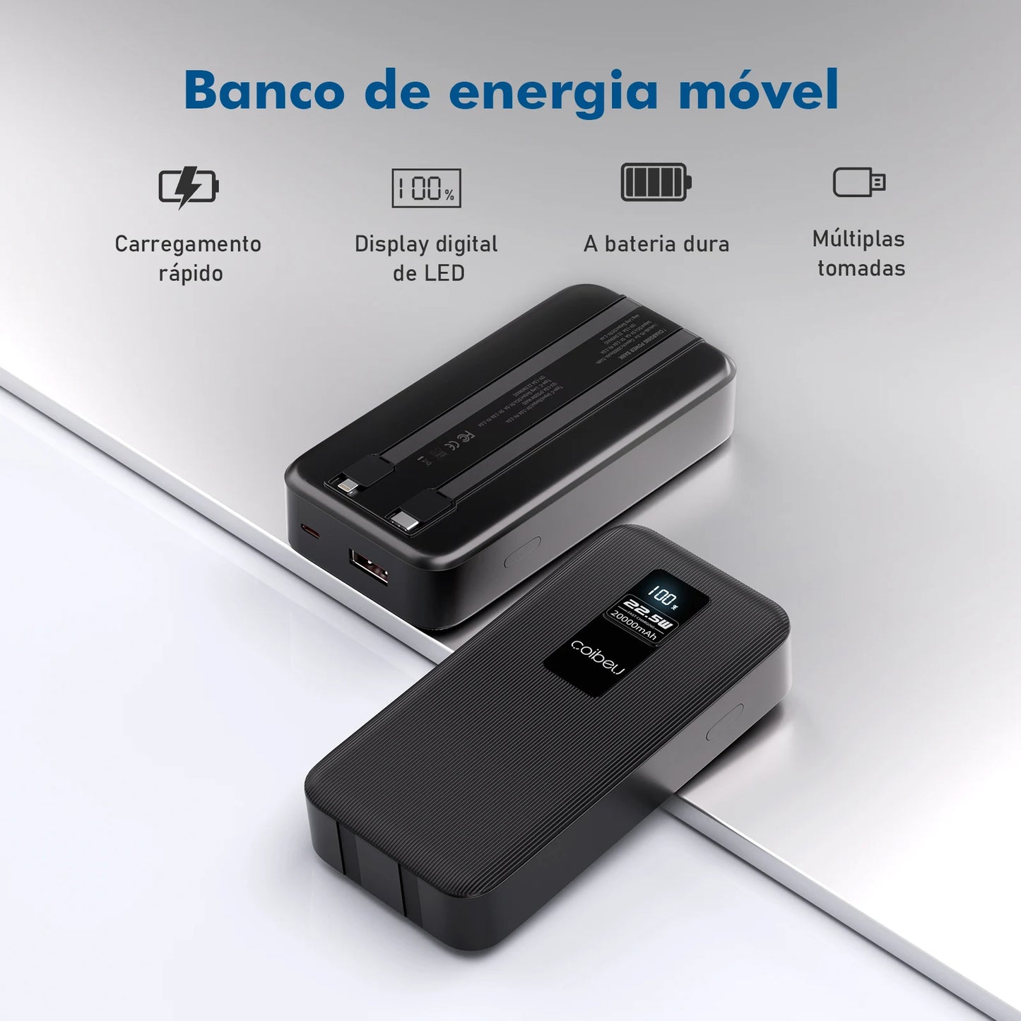 Powerbank， Powerbank 10000mah， Powerbak， Power Bank Portátil， Bateria Portátil， Pilhas Recarregáveis， Coibeu, 23W