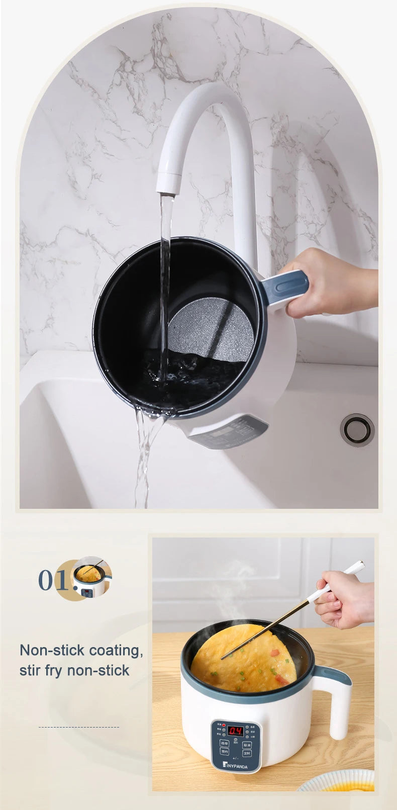 Panela elétrica de arroz 1,7l, camada dupla única, 220v, multifogão, antiaderente, mecânica inteligente, multicooker, panela de arroz no vapor para casa