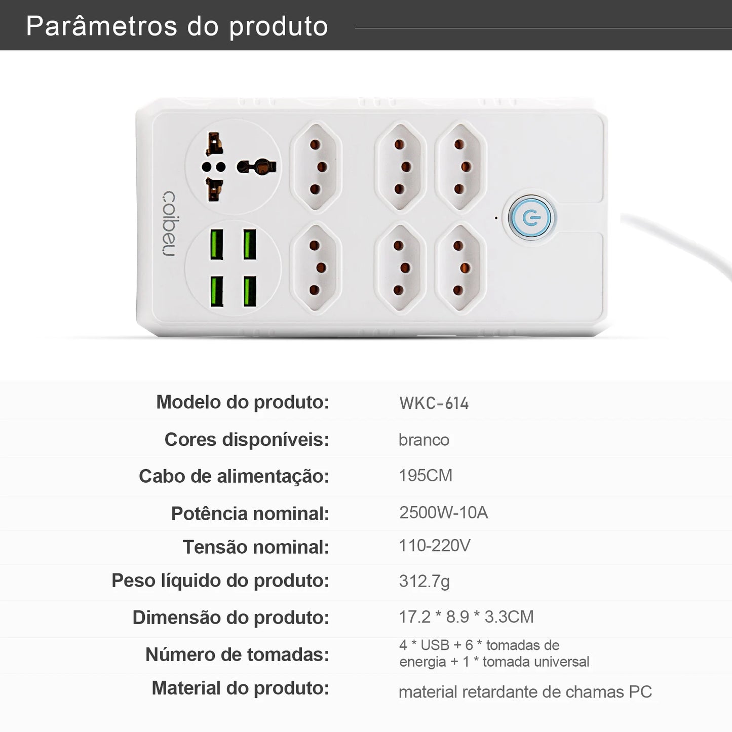 Extensão tomada,Extensão elétrica,Tomada usb,Filtro de linha de tomada,Regua tomadas de energia,Extensao eletrica,110-220V,10A