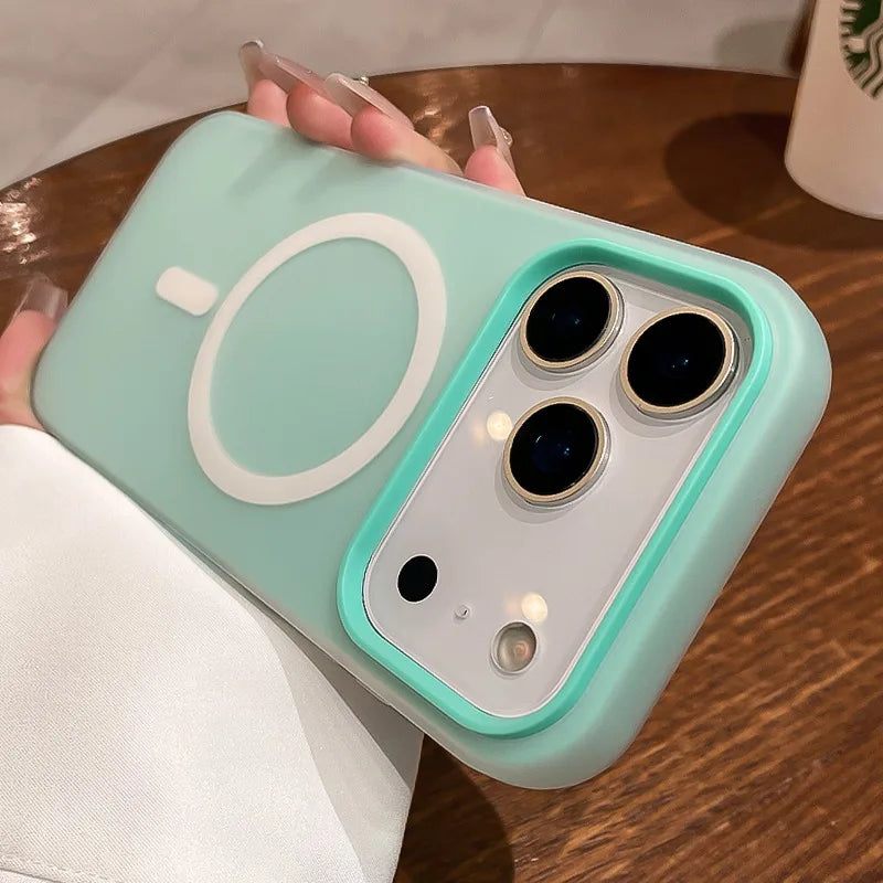 Luxo 2 em 1 magnético à prova de choque para iphone 17 pro max ar 16 15 14 plus 13 12 11 silicone líquido