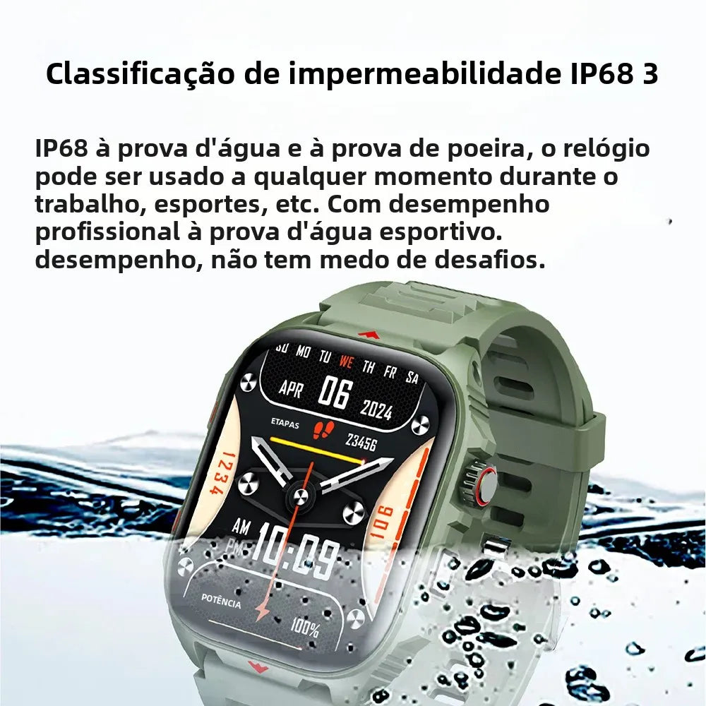 Relógio Inteligente Eletrônico com Chamada BT, Monitor de Frequência Cardíaca, Smartwatch, Rastreador de Fitness, Relógios Esportivos à Prova d'Água para Homens e Mulheres Android 2026