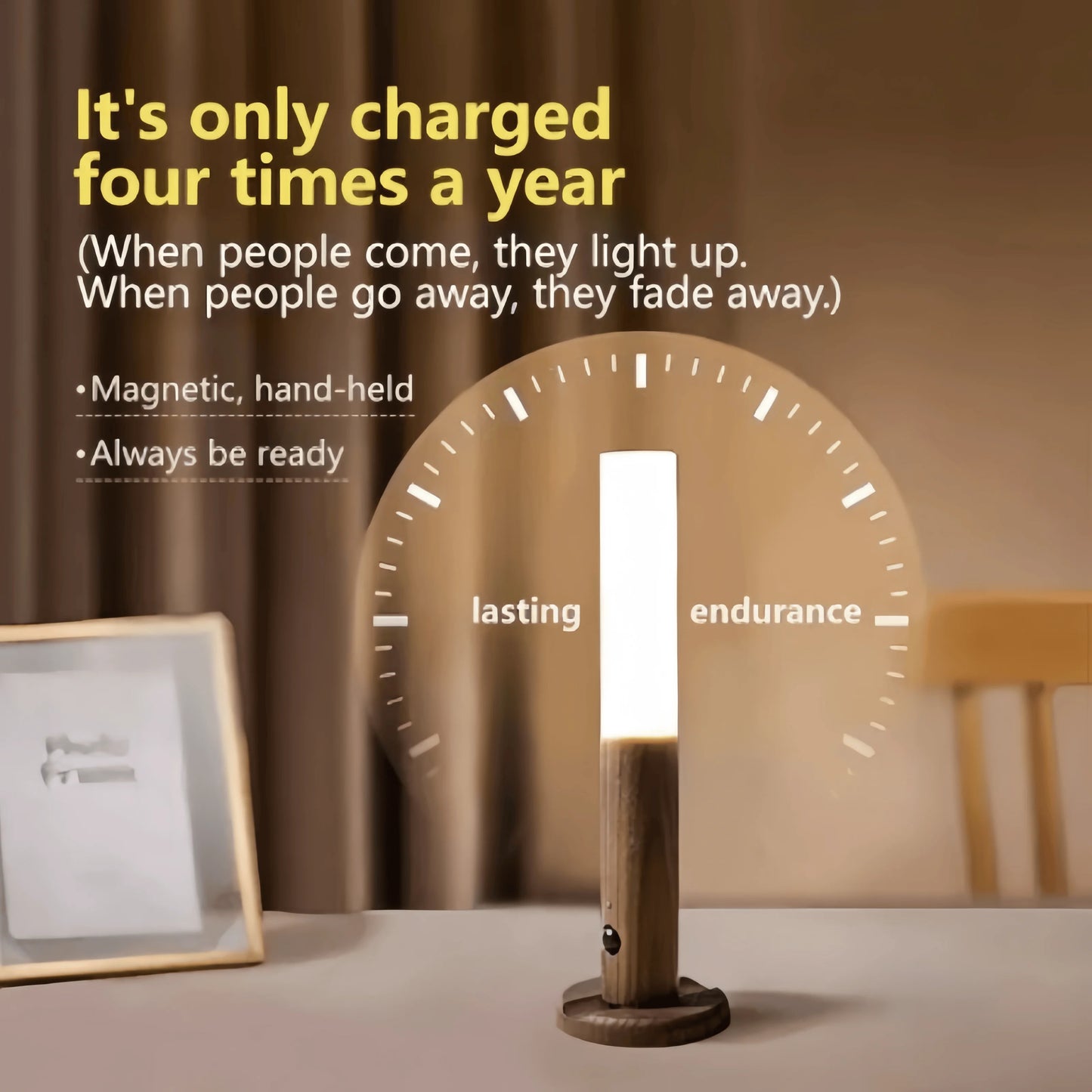 Luminária Led Recarregável Portátil Bastão com Sensor de Movimento para Mesa e Parede