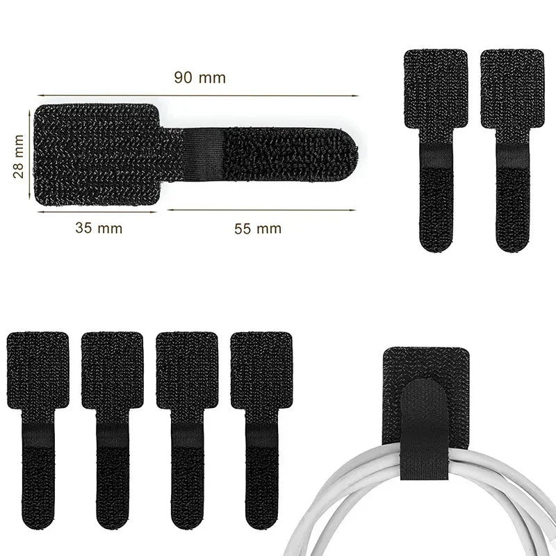 Releasable Nylon Abraçadeiras, Loop Reutilizável, Hoop Tape, Correias Laço, Mouse, Fones de ouvido, Gerenciamento de fio, 20 pcs, 10 pcs, 5pcs