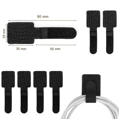 Releasable Nylon Abraçadeiras, Loop Reutilizável, Hoop Tape, Correias Laço, Mouse, Fones de ouvido, Gerenciamento de fio, 20 pcs, 10 pcs, 5pcs
