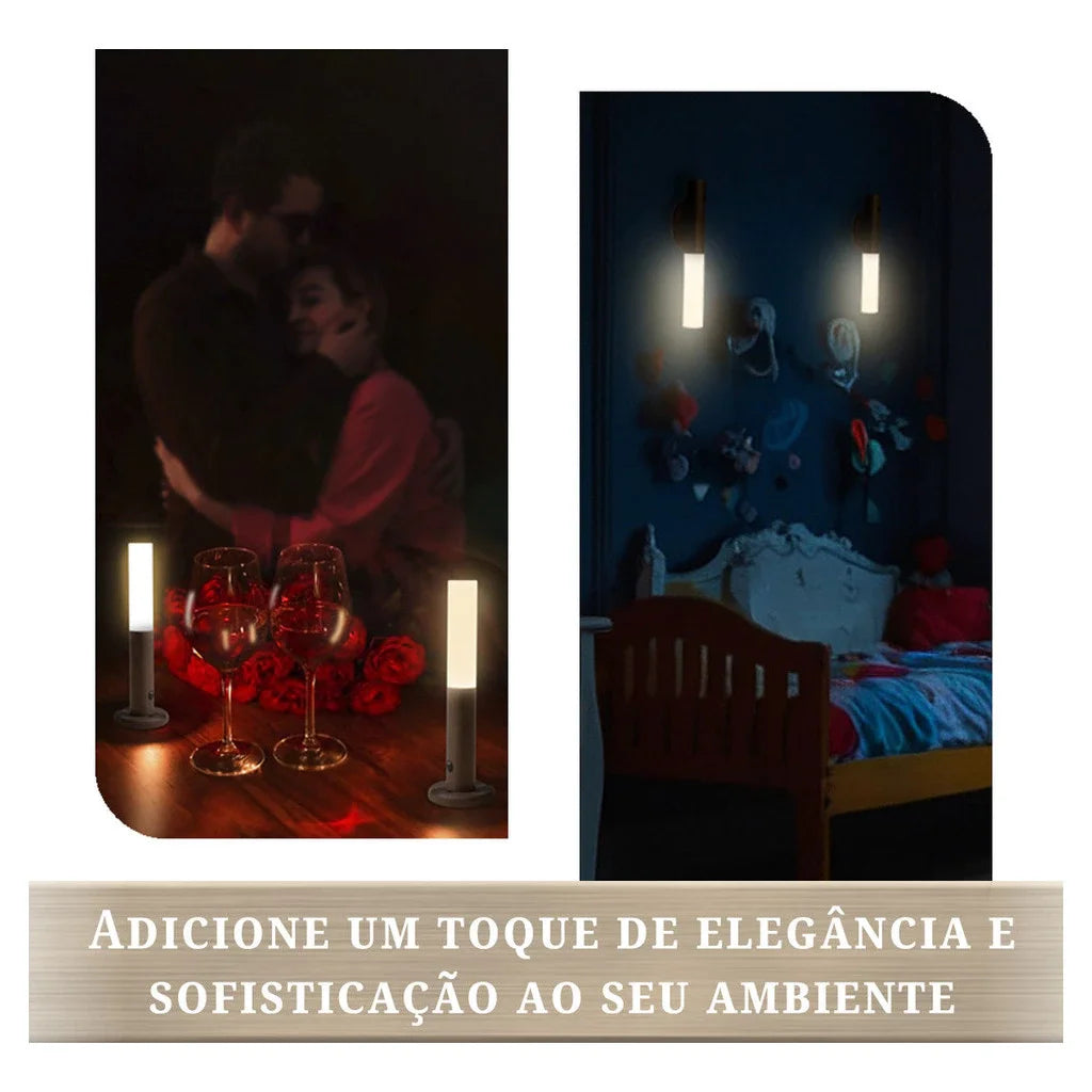 Luminária Led Recarregável Portátil Bastão com Sensor de Movimento para Mesa e Parede