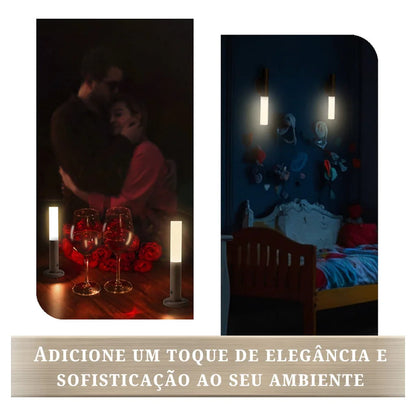 Luminária Led Recarregável Portátil Bastão com Sensor de Movimento para Mesa e Parede
